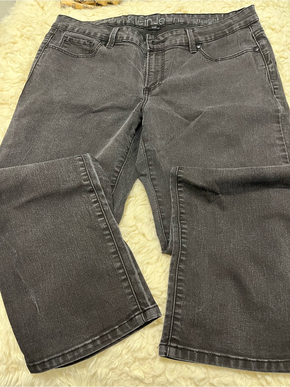 Calvin Klein Men's Straight Jeans in Charcoal Gray